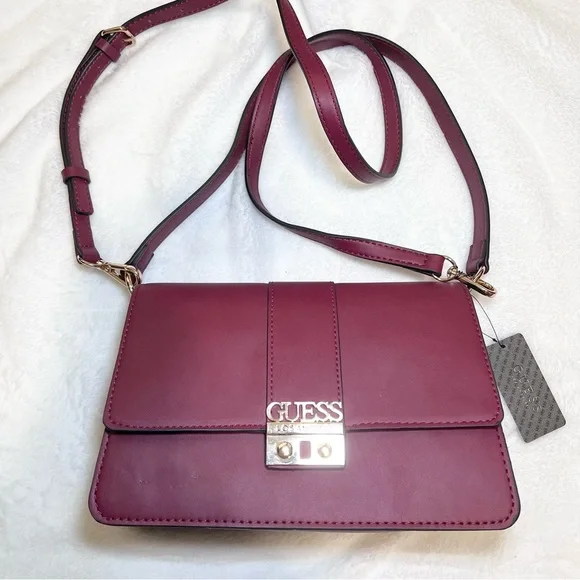 GUESS womens Evie Medium Shoulder Bag Purse Cranberry - Picture 1 of 14